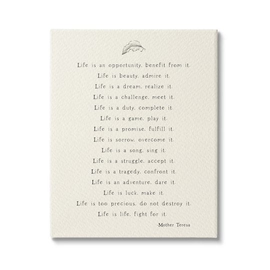Stupell Industries Uplifting Inspirational Mother Theresa Life Quote Canvas Wall Art